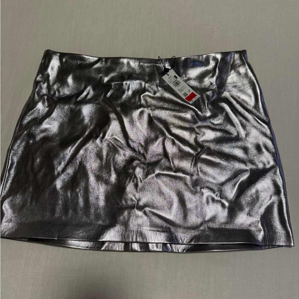 Garage Shimmering Silver Mini Skirt